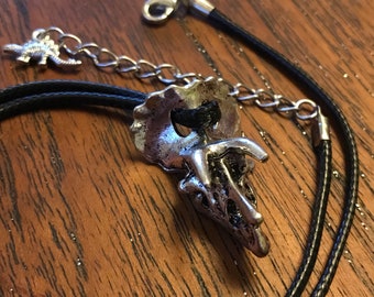 Triceratops Skull Necklace Biker Jewellery Jurassic Goth Triceratops Fossil Pendant Skull pendant