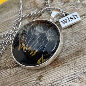 Dandelion necklace, dandelion seed pendant, make a wish dandelion necklace, army brat necklace