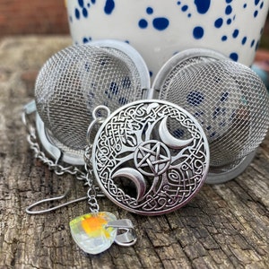 Tea Infuser, loose tea infuser, Mesh Tea Strainer,Moon goddess tea Infuser, pentagram tea infuser, witchcraft tea cup charm, tree of life