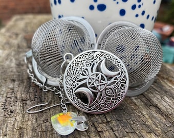 Tea Infuser, loose tea infuser, Mesh Tea Strainer,Moon goddess tea Infuser, pentagram tea infuser, witchcraft tea cup charm, tree of life