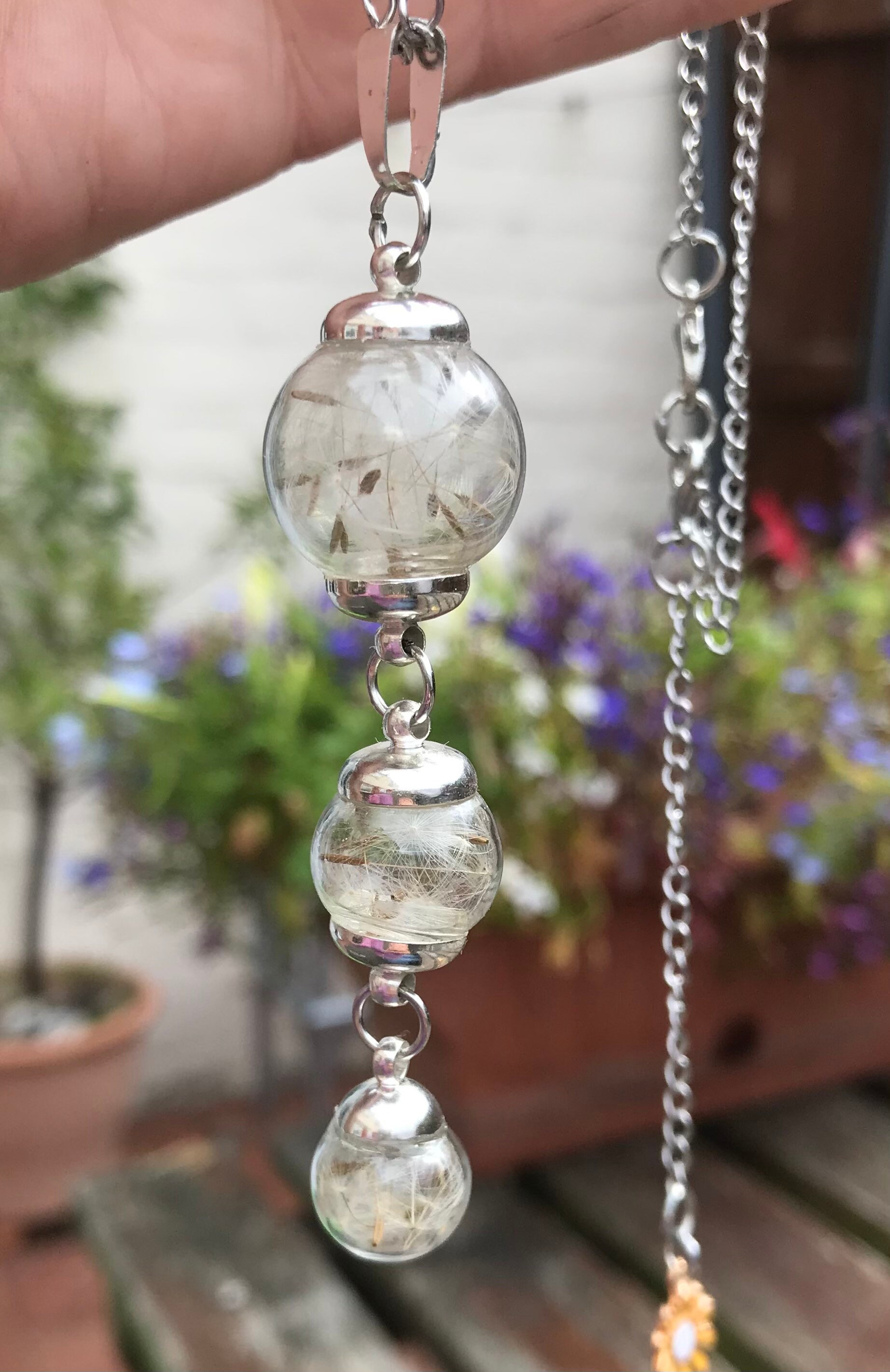 Dandelion seed necklace, dandelion globe necklace, dandelion