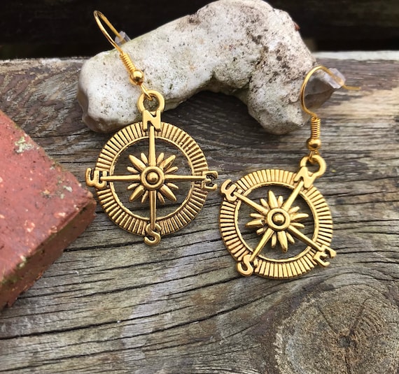 Compass rose earrings deals