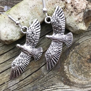 Hawk Earrings, eagle earrings, bird of prey earrings, MaCosta, Jal, His Dark Materials, falcon earrings, bird earrings, silver birds