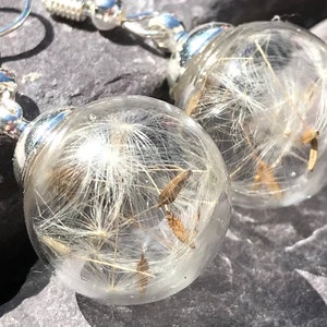 Löwenzahn Samen Kugel Ohrringe: 16 mm Glas Wunsch Schmuck