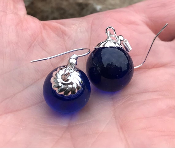 Blue marble earrings online