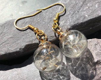 Pendientes con forma de globo de semilla de diente de león: Ganchos para pendientes chapados en oro de Wish Jewelry