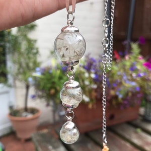 Ketting met wensbol paardenbloemzaad: wensbollen Shropshire paardebloemzaad in glas