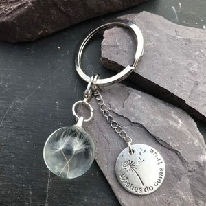 Dandelion seed Keyring, glass Dandelion seed keychain, dandelion wish Keyring, Army Brat keyring, wedding favours