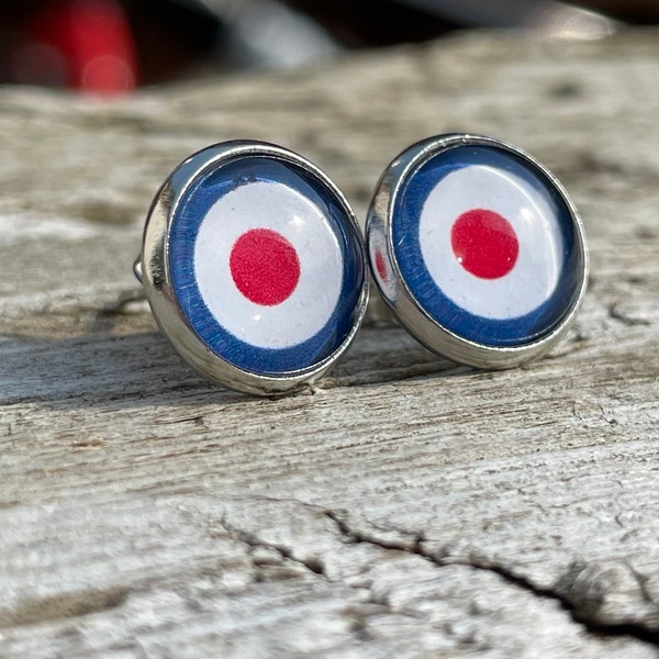 RAF Roundel Stud Earrings, Spitfire Earrings, MOD Earrings, Mod girl, RAF Gift, spitfire roundel gift, Jubilee earrings, spitfire studs