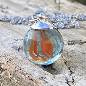 Retro Red Cat&#39;s Eye Glass Marble Necklace - Upcycled Toy Jewelry
