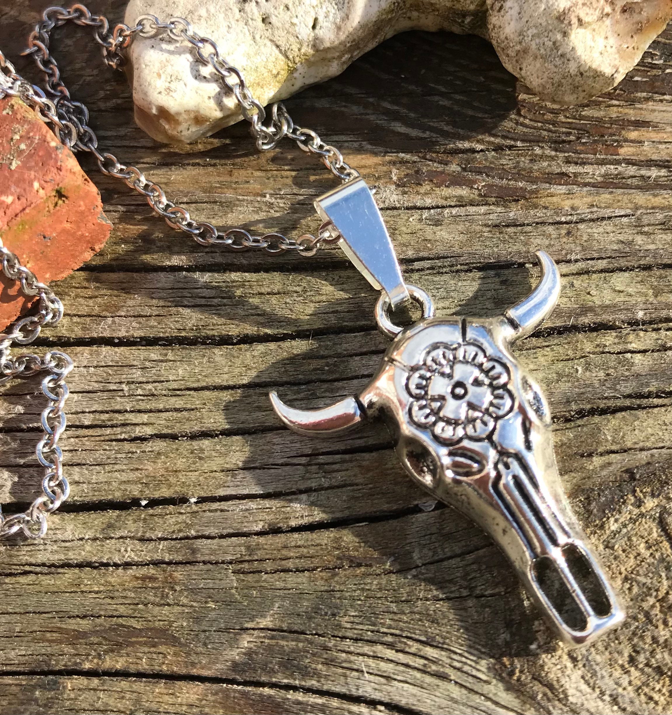 Bull skull necklace sale