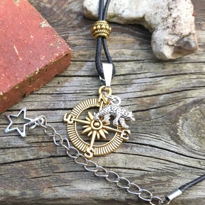 Golden Compass His Dark Materials Iorek Byrnison  Necklace. Polar Bear and compass necklace, polar bear necklace, gothic steampunk necklace