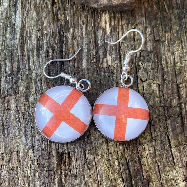 England flag earrings, St George’s cross earrings, Jubilee earrings, British flag earrings, World Cup earrings