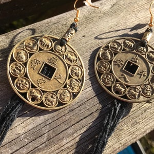 Chinese Zodiac Coin Lucky Earrings Feng Shui Chinese New Year