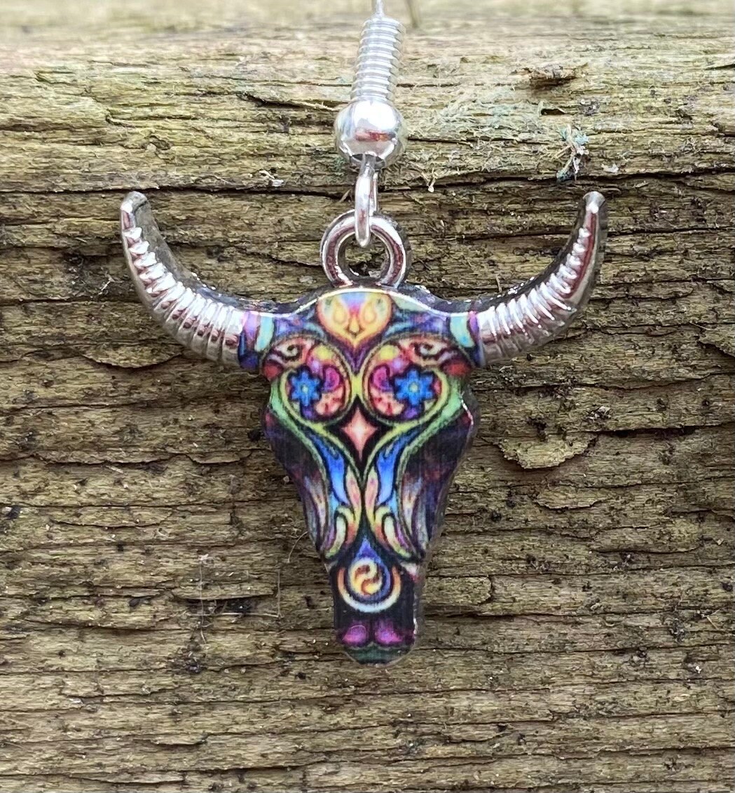 Ciondolo da parete con teschio di mucca, piante grasse/fiore, scultura ornamen