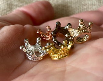 Miniature Alloy Crown Charms: Jewelry Making Supplies