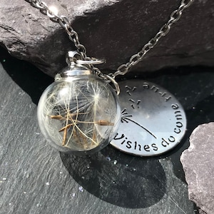 Pusteblume Halskette, Glas Halskette, Glas Pusteblume Wunsch Charme, Glas Pusteblume Halskette, Glas Pusteblume