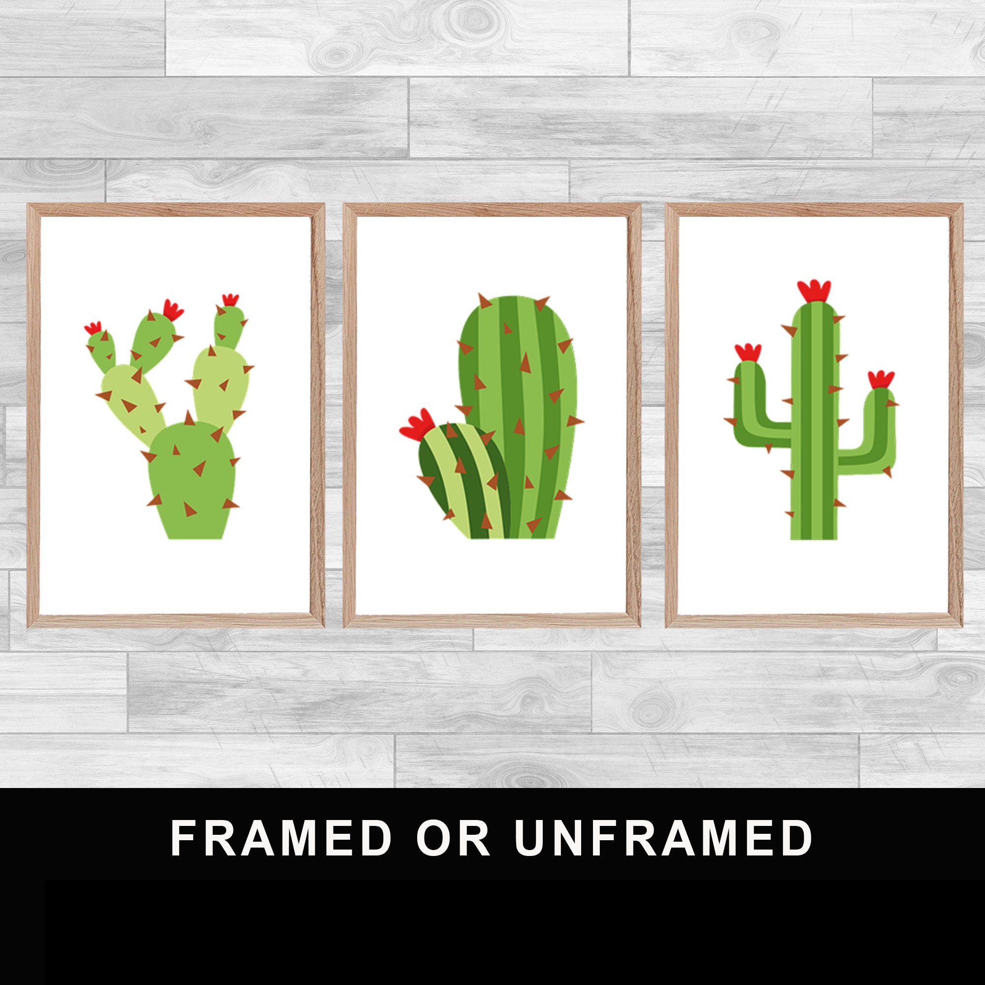 Framed Or Unframed Set Of 3 Cactus Prints Spirituality Lily Wall Art Watercolor Home Decor Yoga Aqua