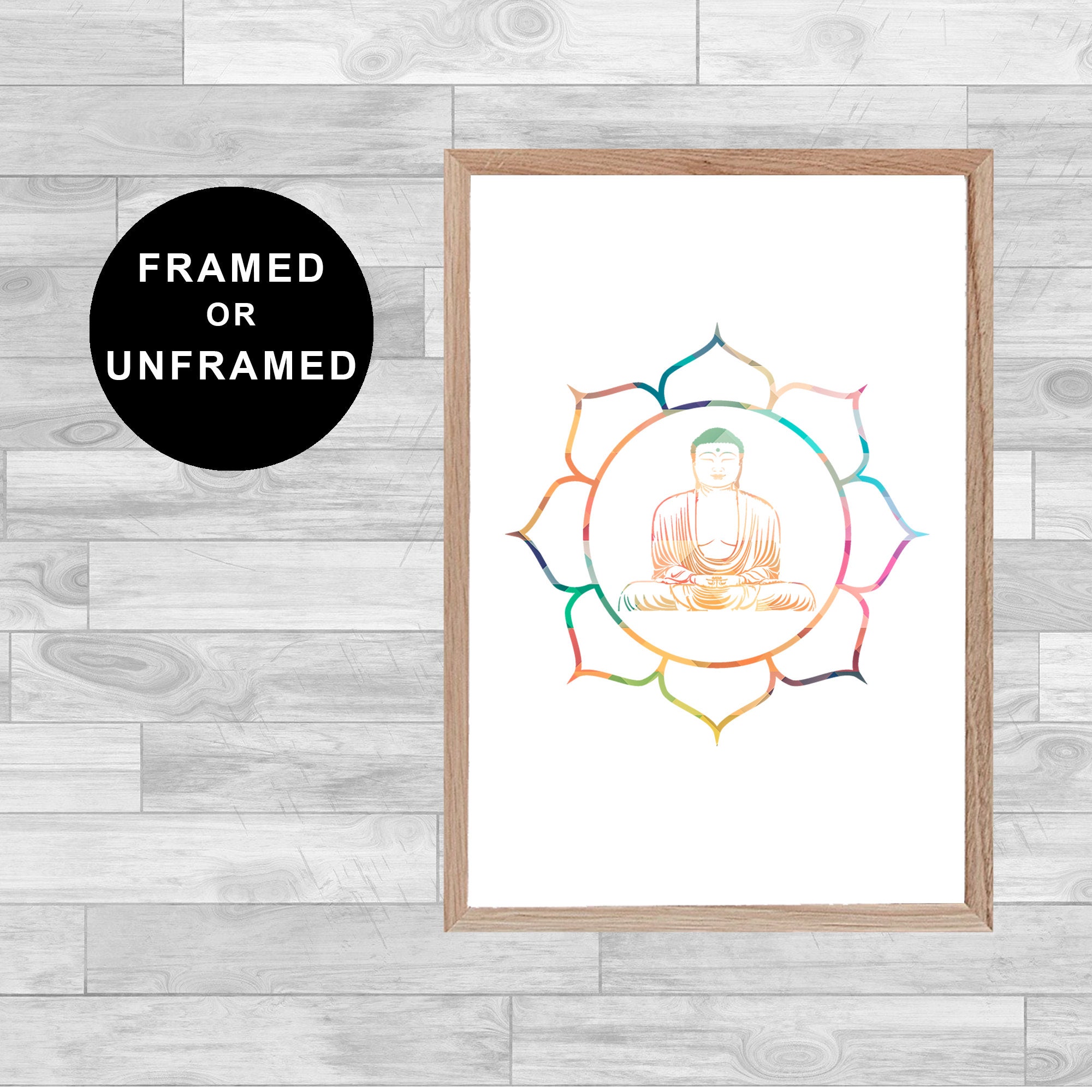 Framed Or Unframed Buddha Lotus Flower Print Spirituality Wall Art Gift Wallart Home Decor Painting