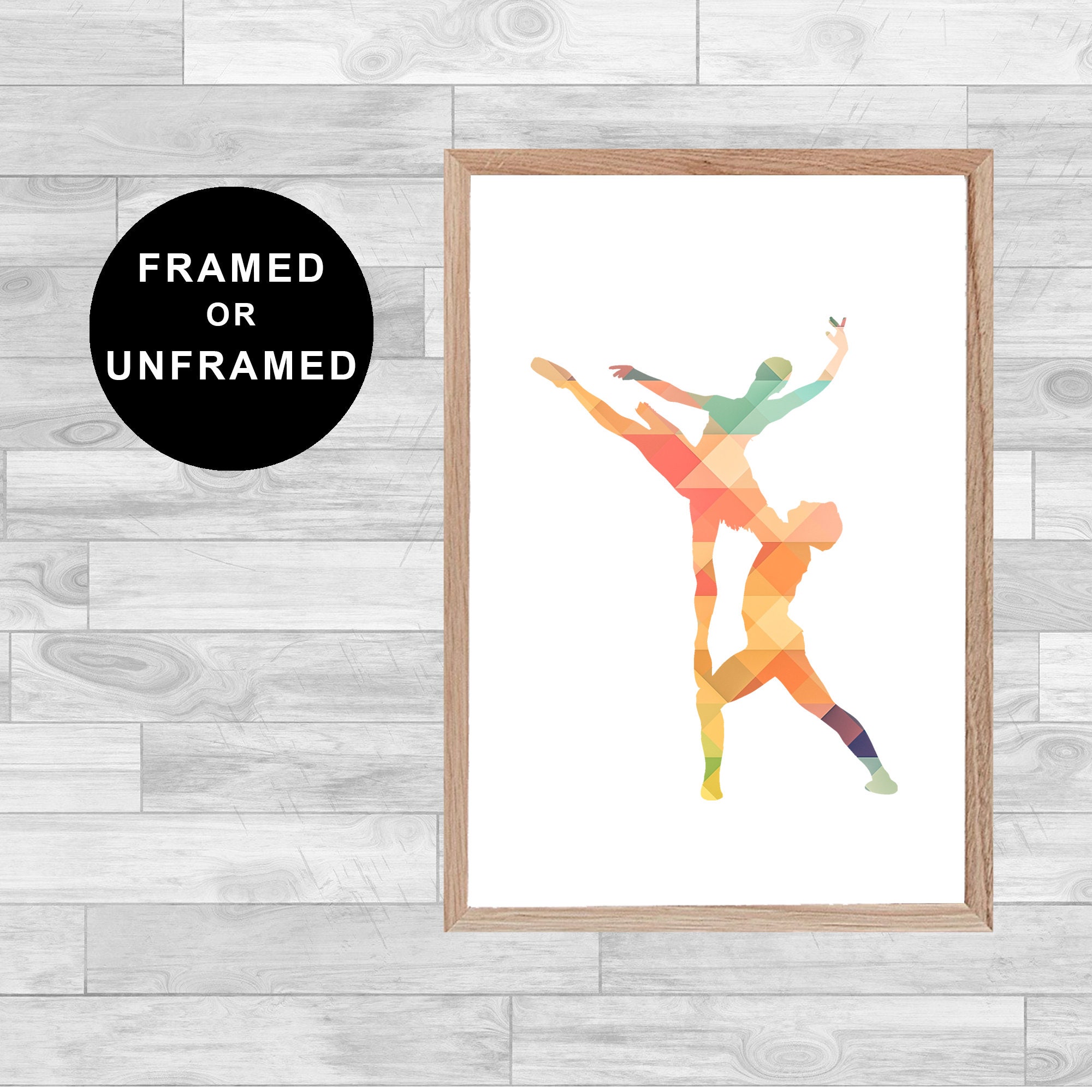 Framed Or Unframed Couple Dancing Print Classical Dance Sports Gym Love Spirituality Meditation Wall