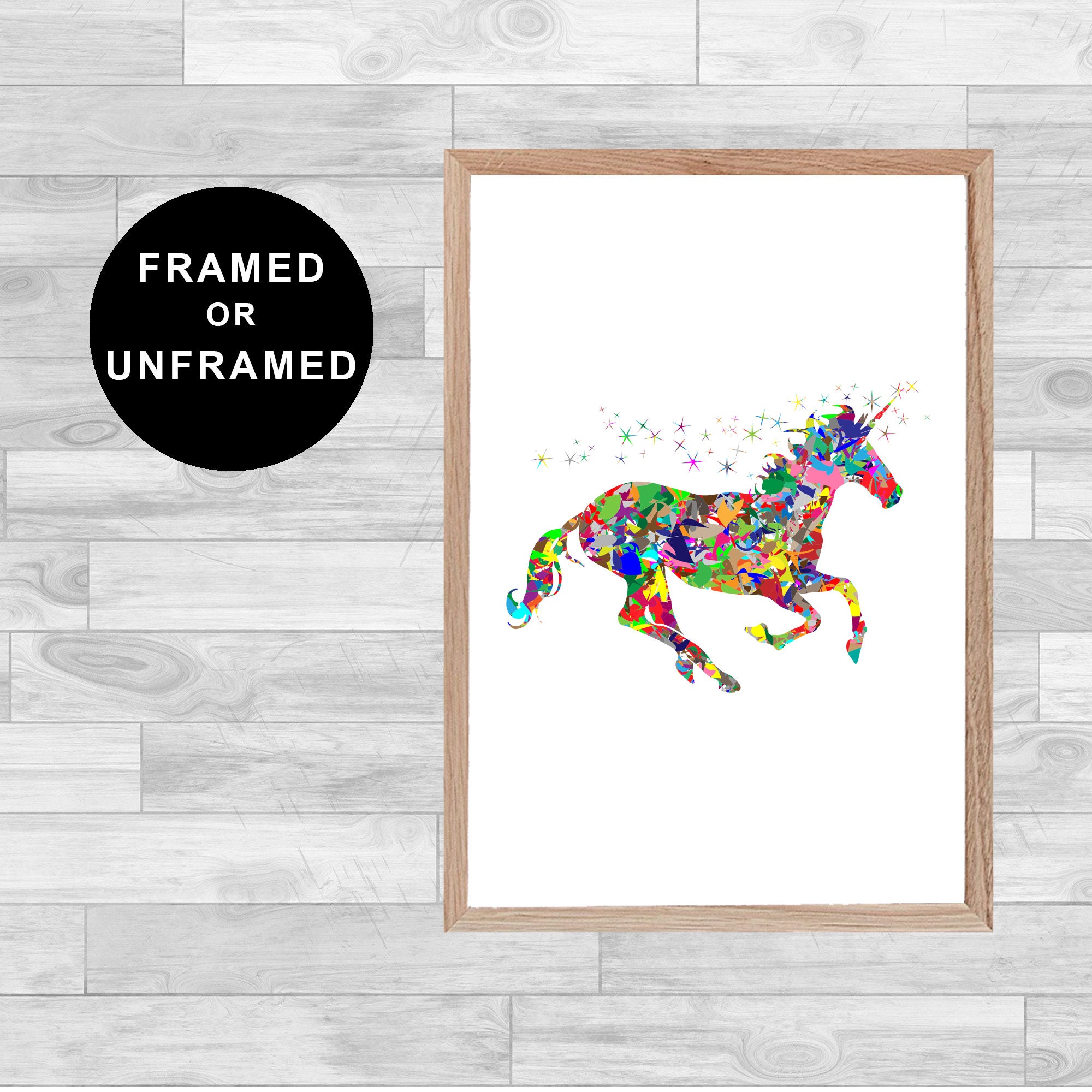 Framed Or Unframed Colorful Horse Print Spirituality Wall Art Watercolor Gift Home Decor Painting Aq