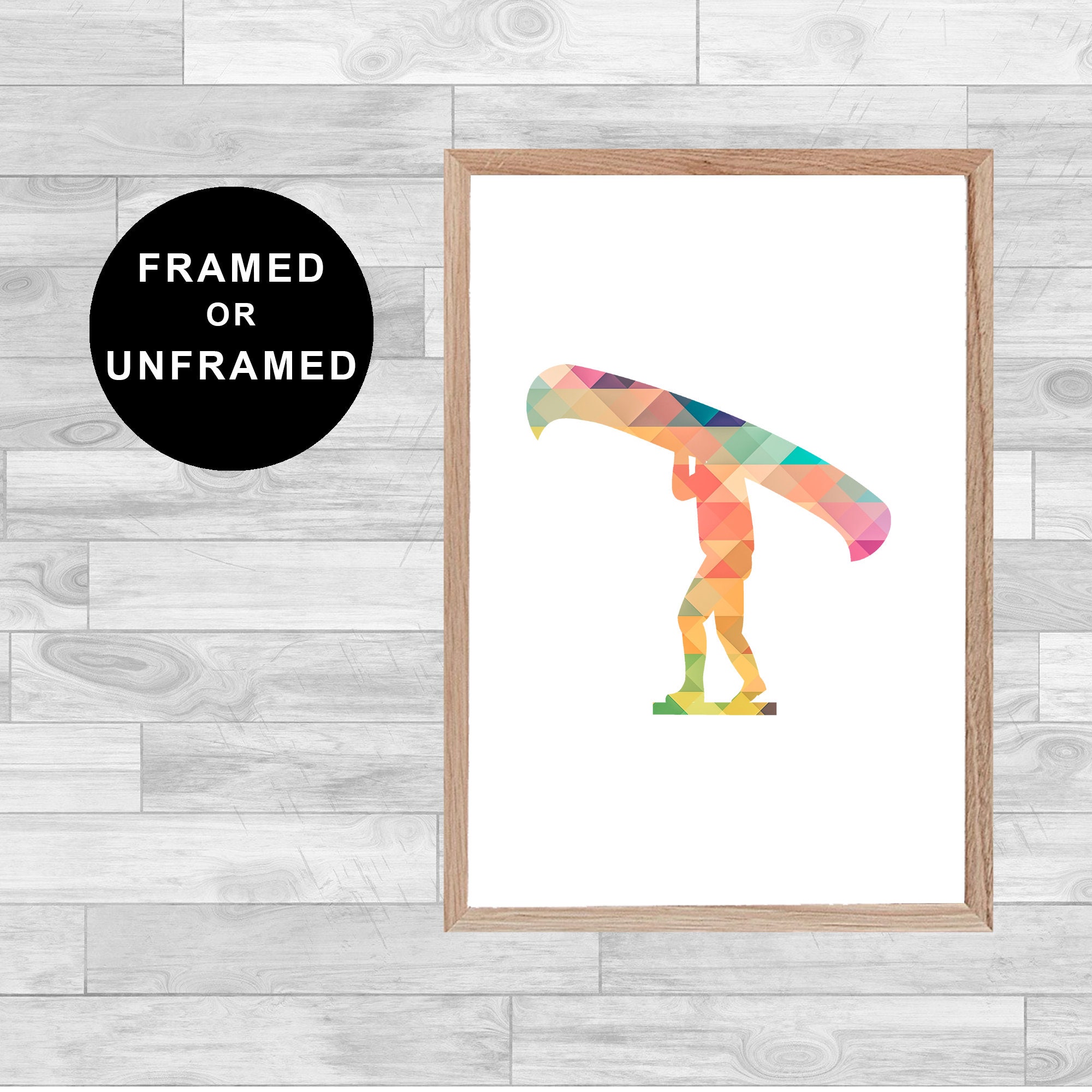 Framed Or Unframed Canoe Print Sport Portage Kayak Wall Art Watercolor Wallart Navigation Gift Home