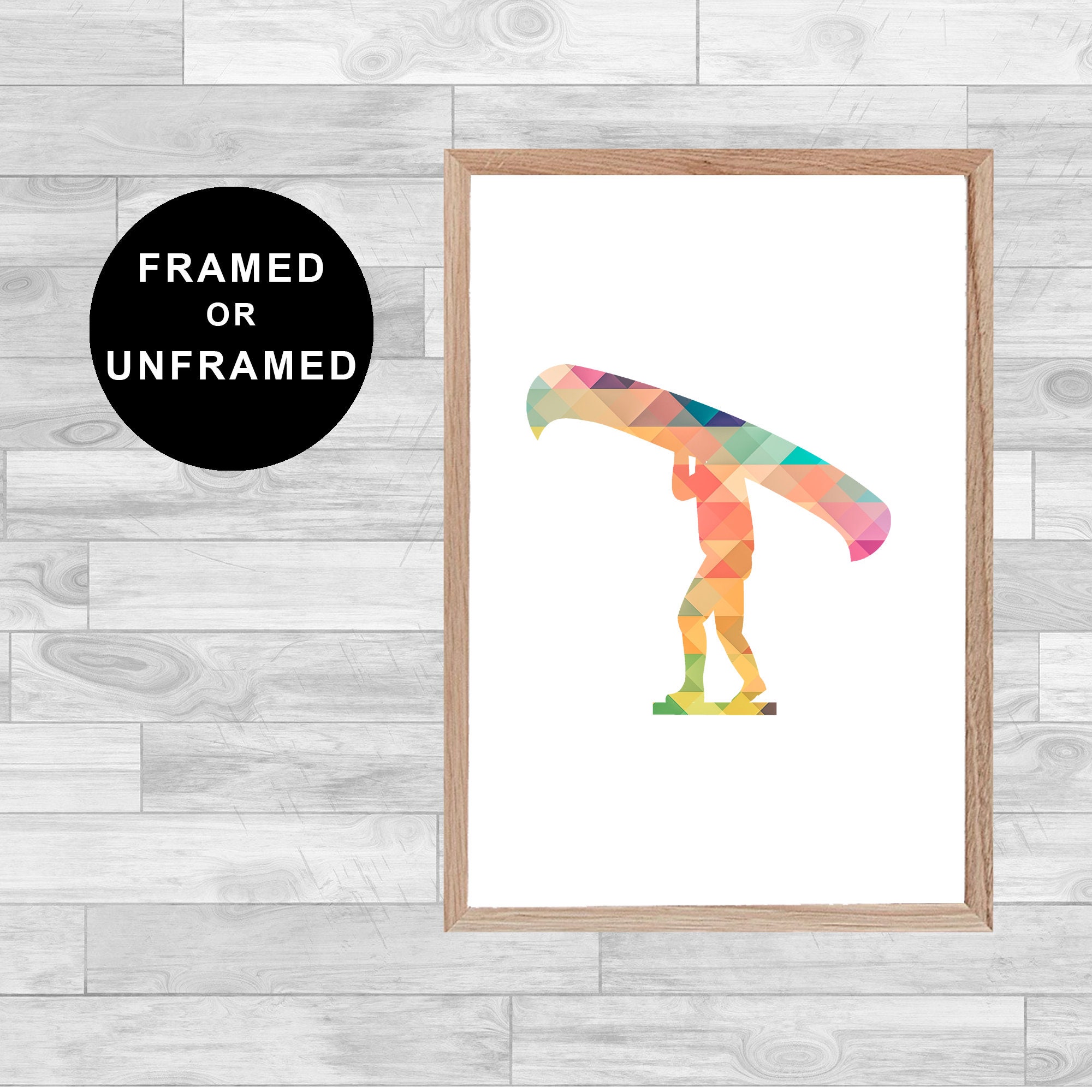 Framed Or Unframed Canoe Print Sport Portage Kayak Wall Art Watercolor Wallart Navigation Gift Home 