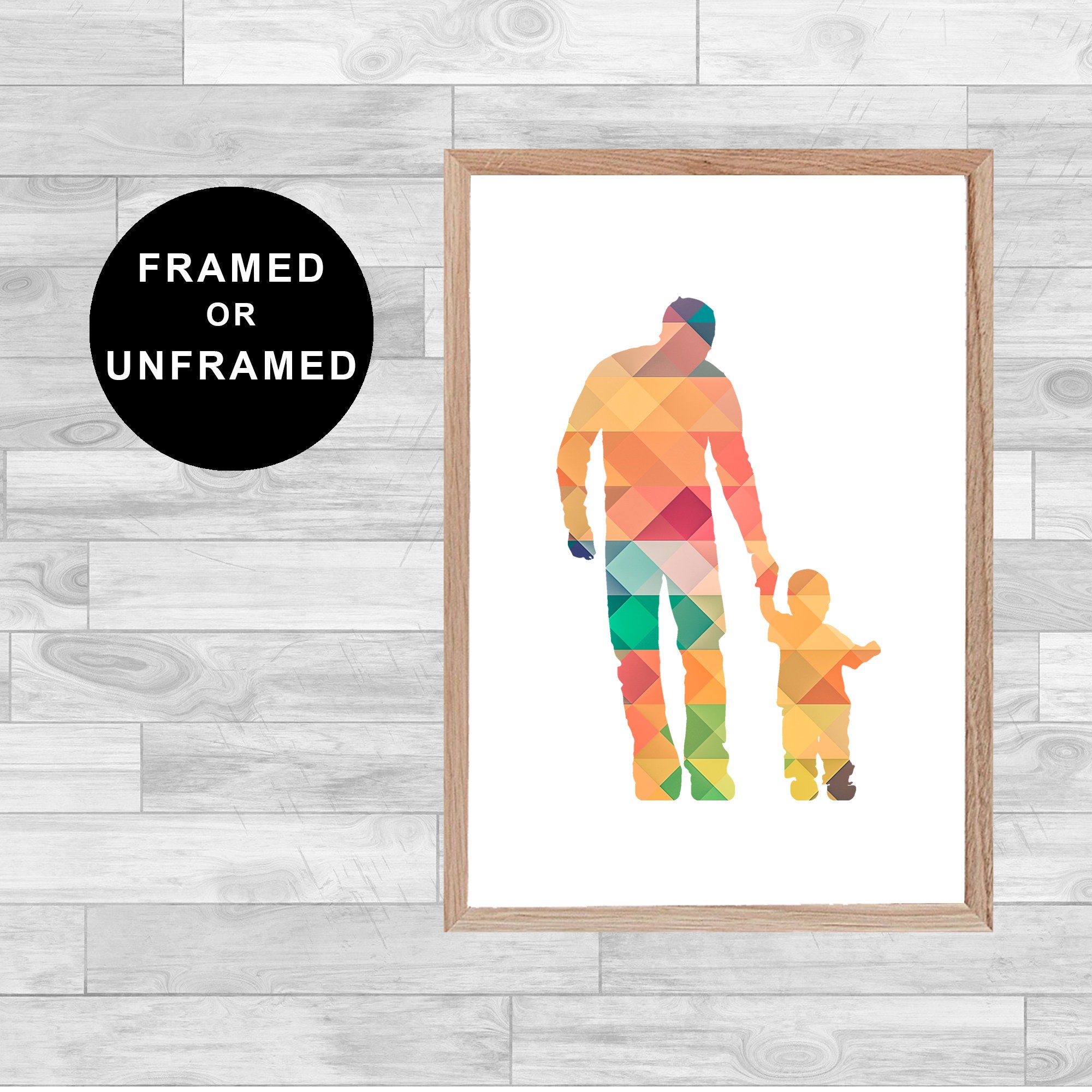 Framed Or Unframed Father Kid Print Love Children Family Father's Day Kids Wall Art Watercolor Gift