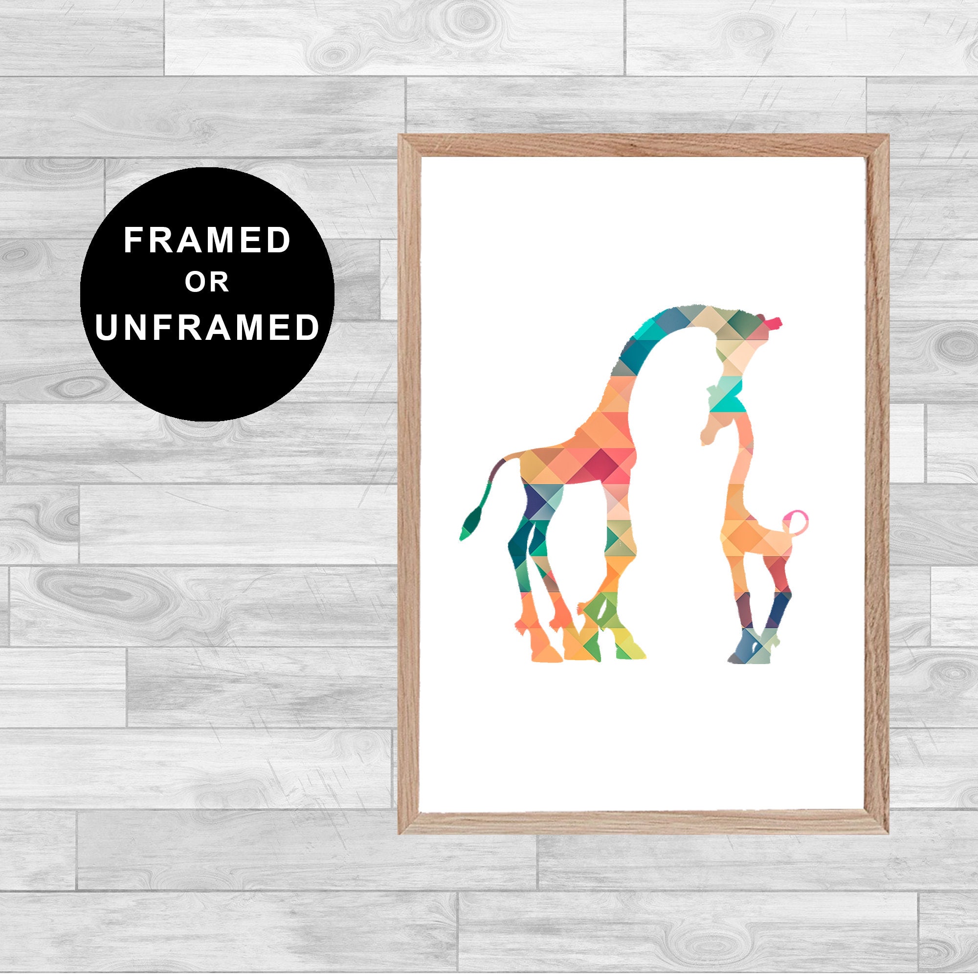 Framed Or Unframed Giraffes Print Love Kid's Room Decoration Wall Art Watercolor Gift Home Decor Pai