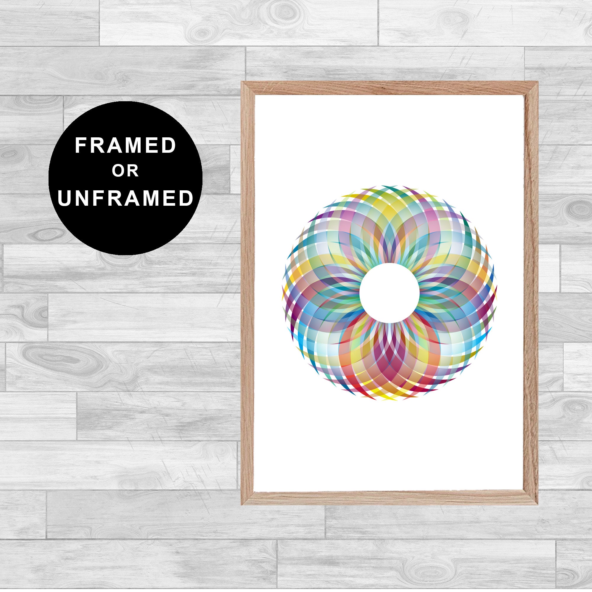 Framed Or Unframed Colorful Mandala Print Spirituality Meditation Yoga Wall Art Watercolor Gift Home