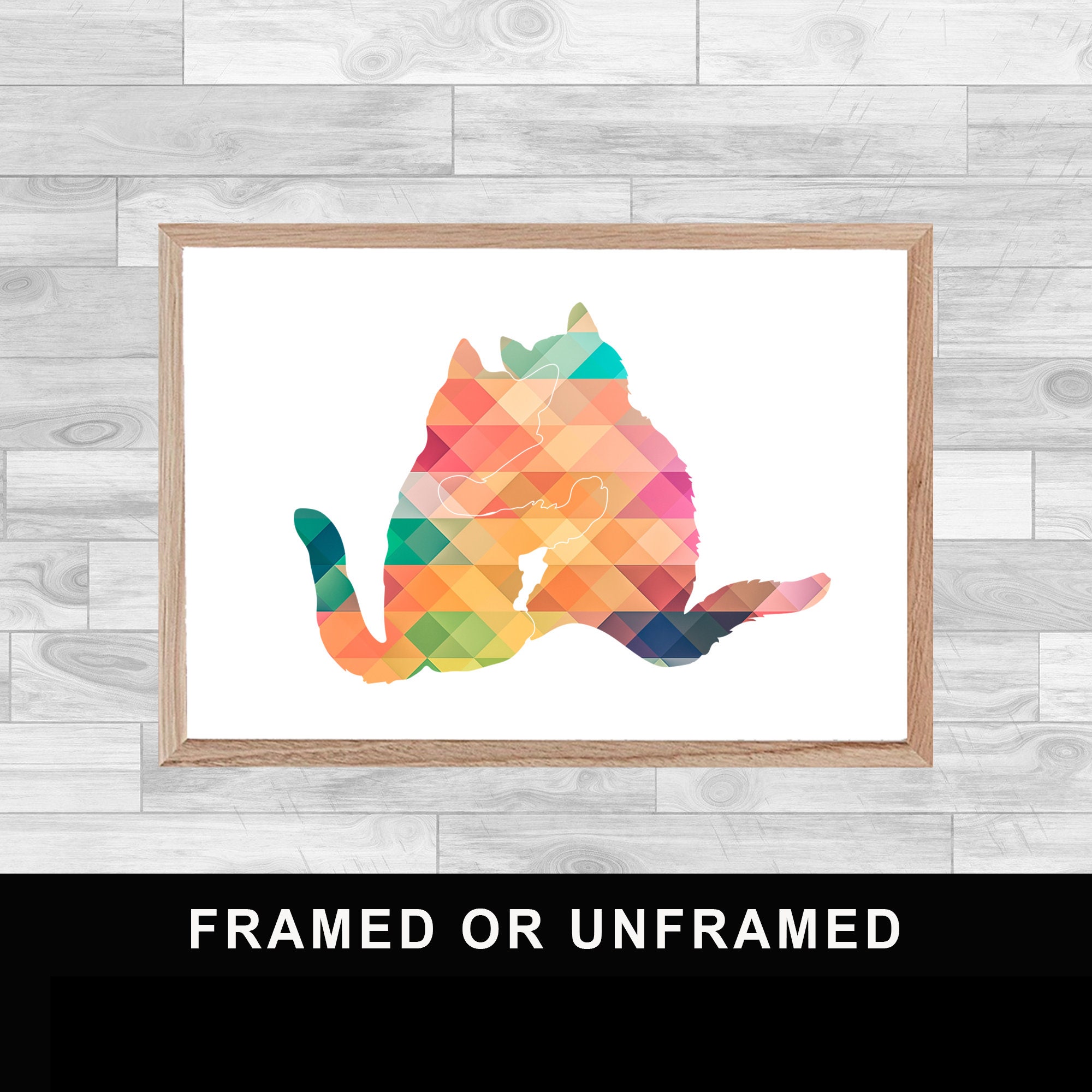 Framed Or Unframed Cat Love Print Colorful Kid's Room Decoration Wall Art Watercolor Gift Home Decor