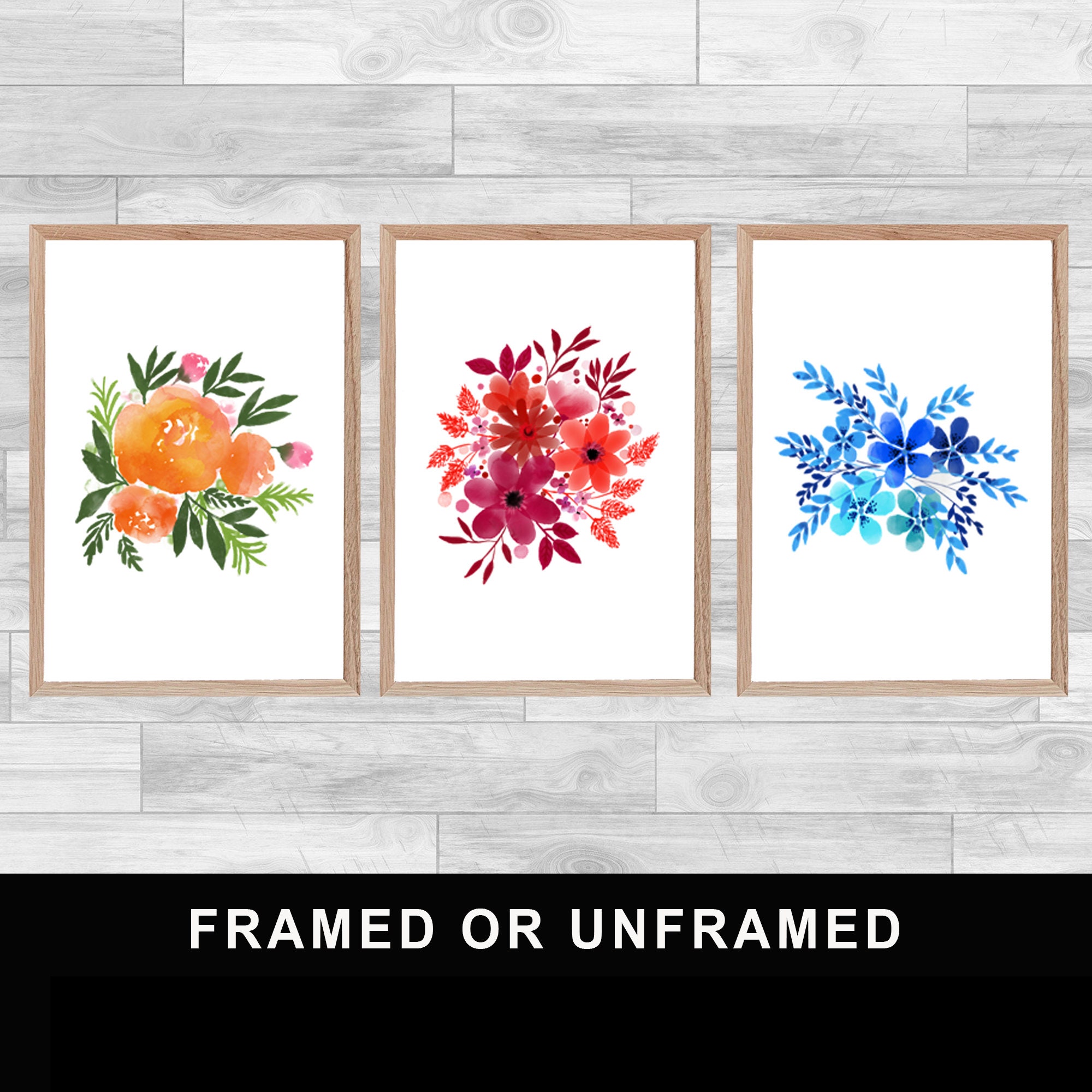 Framed Or Unframed Set Of 3 Aquarel Flowers Prints Spirituality Lily Wall Art Watercolor Home Decor