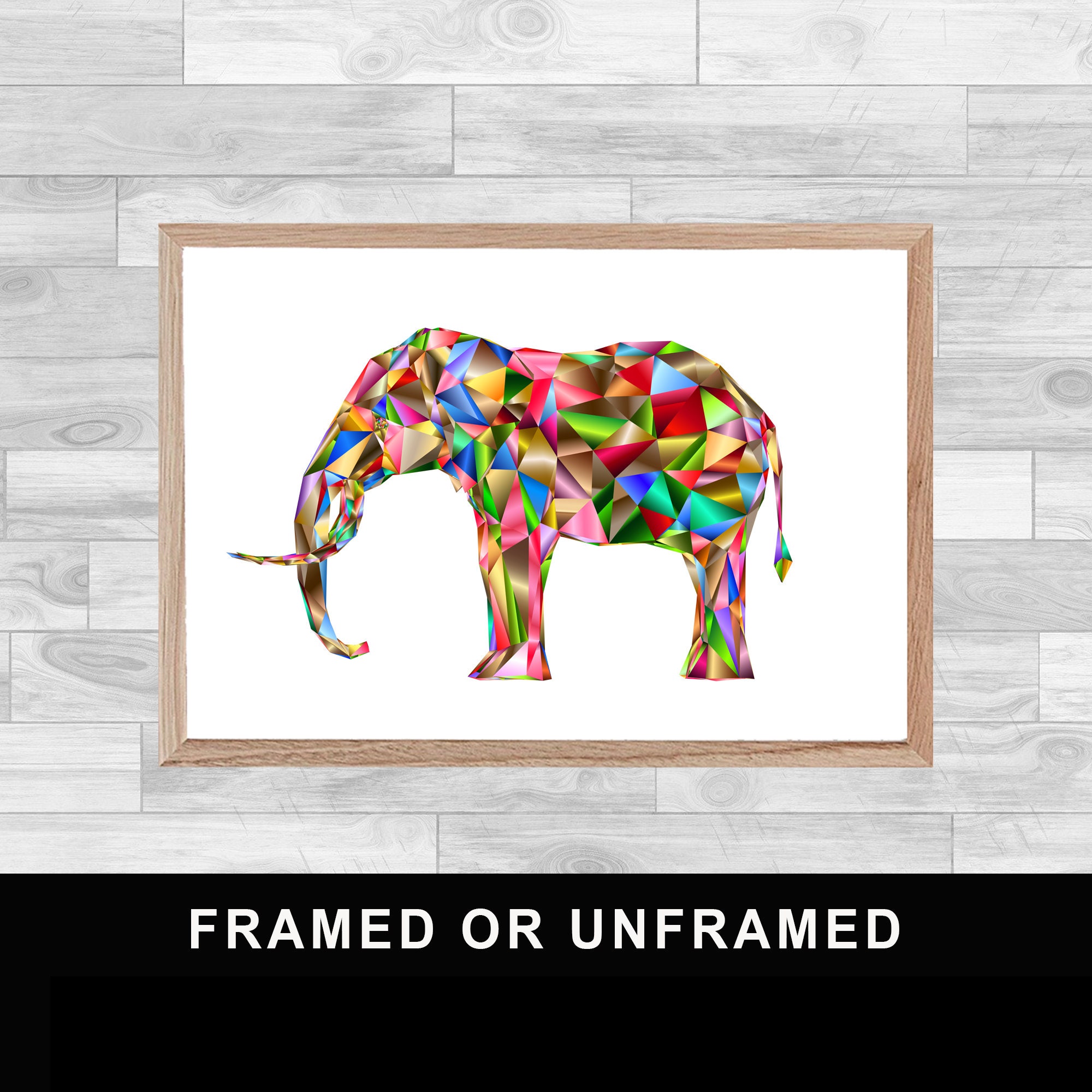 Framed Or Unframed Colorful Elephant Print Wall Art Wallart Gift Livingroom Decoration Home Decor Pa