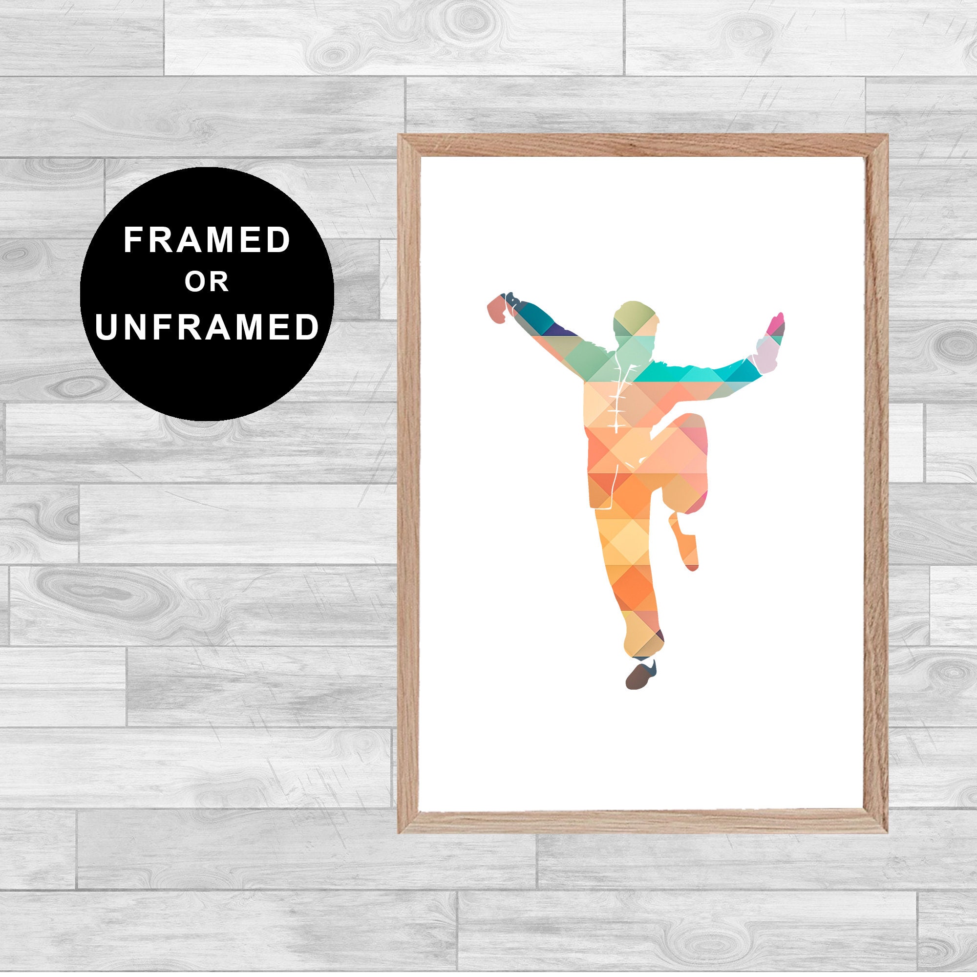 Framed Or Unframed Martial Art Print Sport Saber Karate Judo Wall Art Watercolor Gift Home Decor Pai