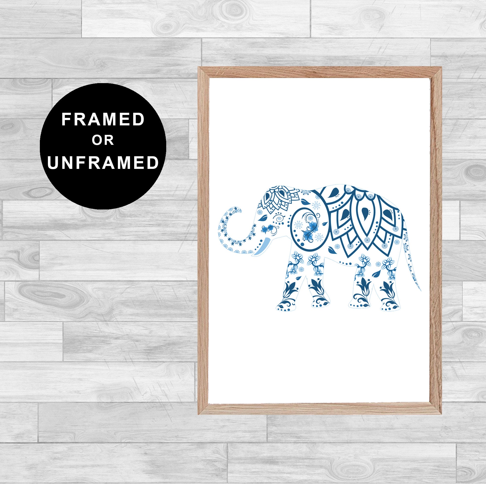Framed Or Unframed Mandala Elephant Print Spirituality Wall Art Watercolor Gift Home Decor Painting