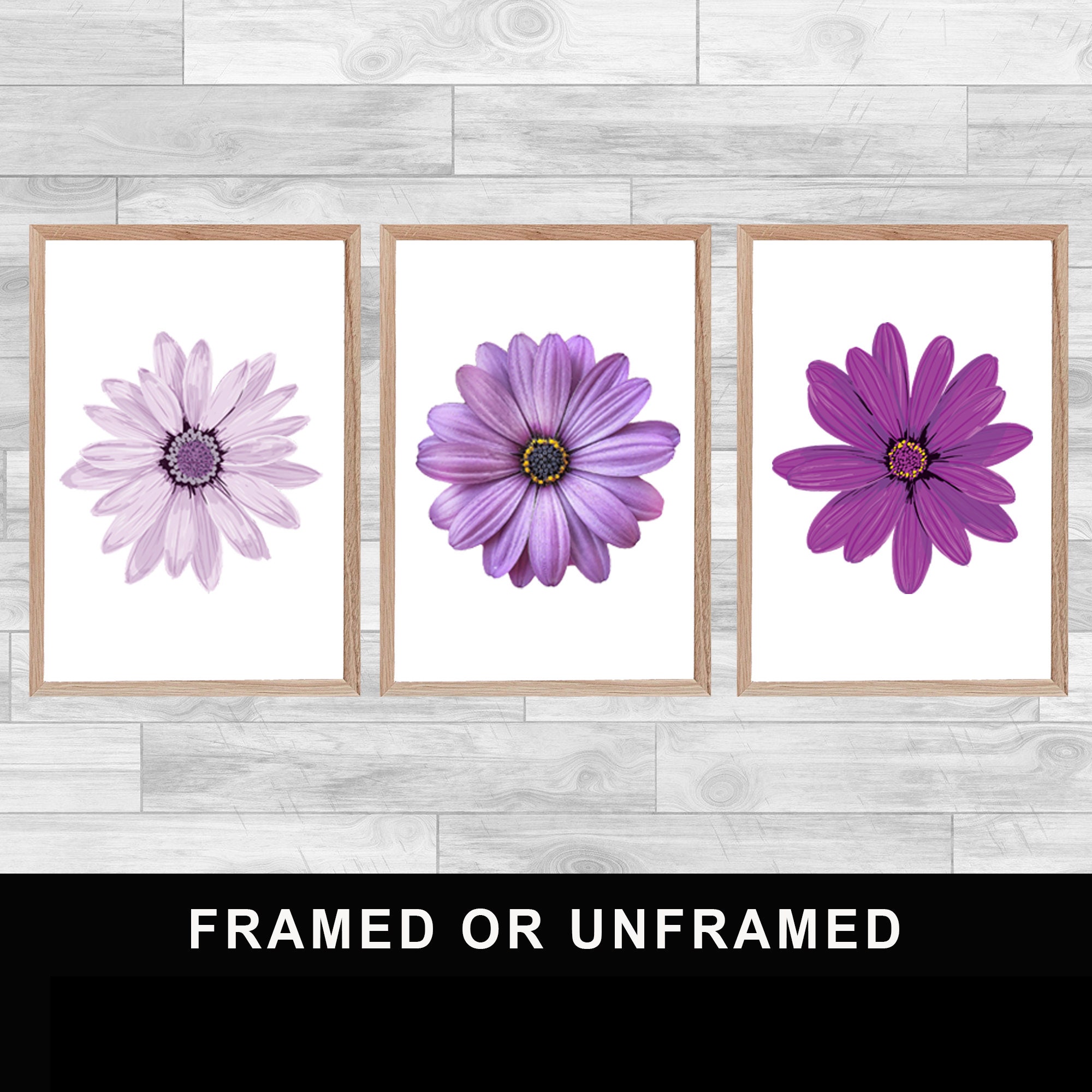 Framed Or Unframed Set Of 3 Prints Purple Flowers Print Spirituality Lily Wall Art Watercolor Home D