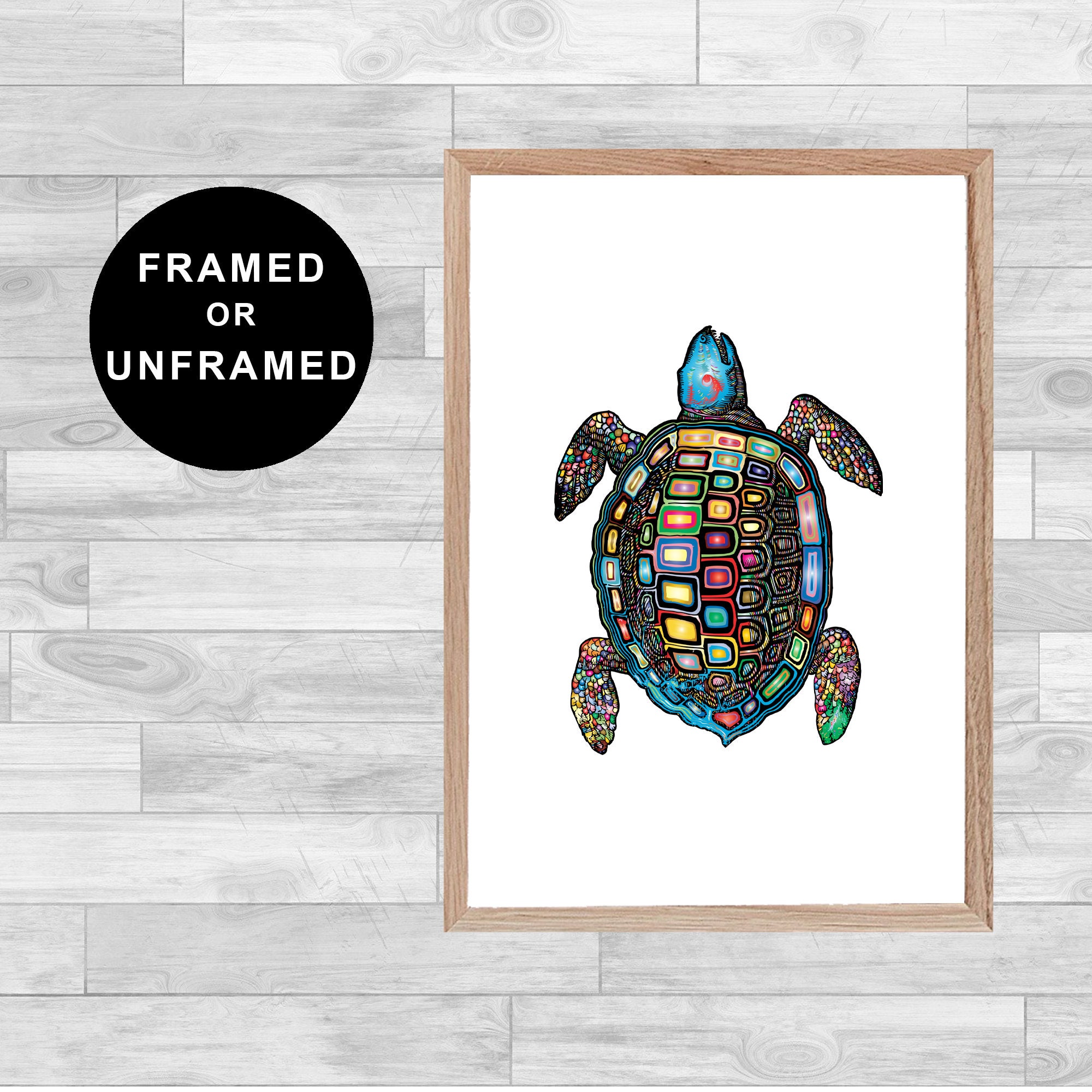 Framed Or Unframed Turtle Print Spirituality Wall Art Watercolor Gift Home Decor Painting Aquarel An