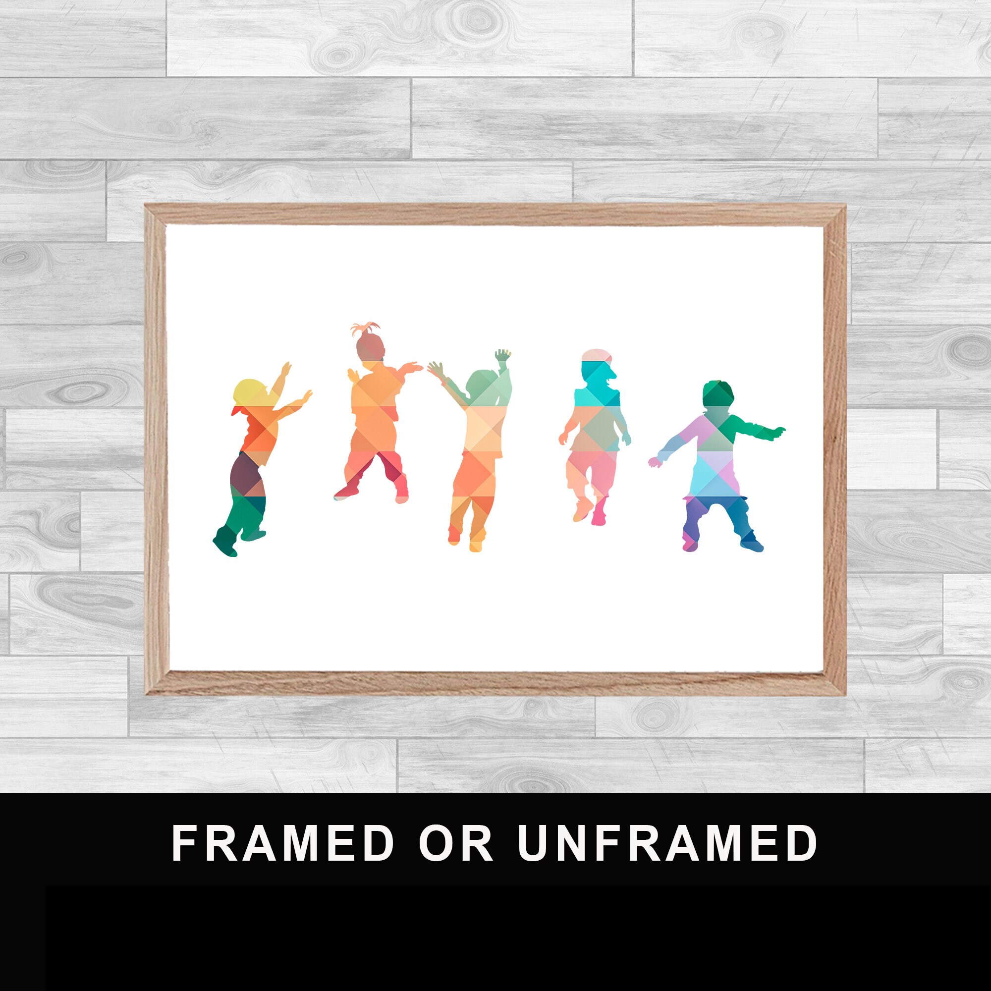 Framed Or Unframed Happy Kids Print Family Friends Children Wallart Love Wall Art Frame Livingroom H