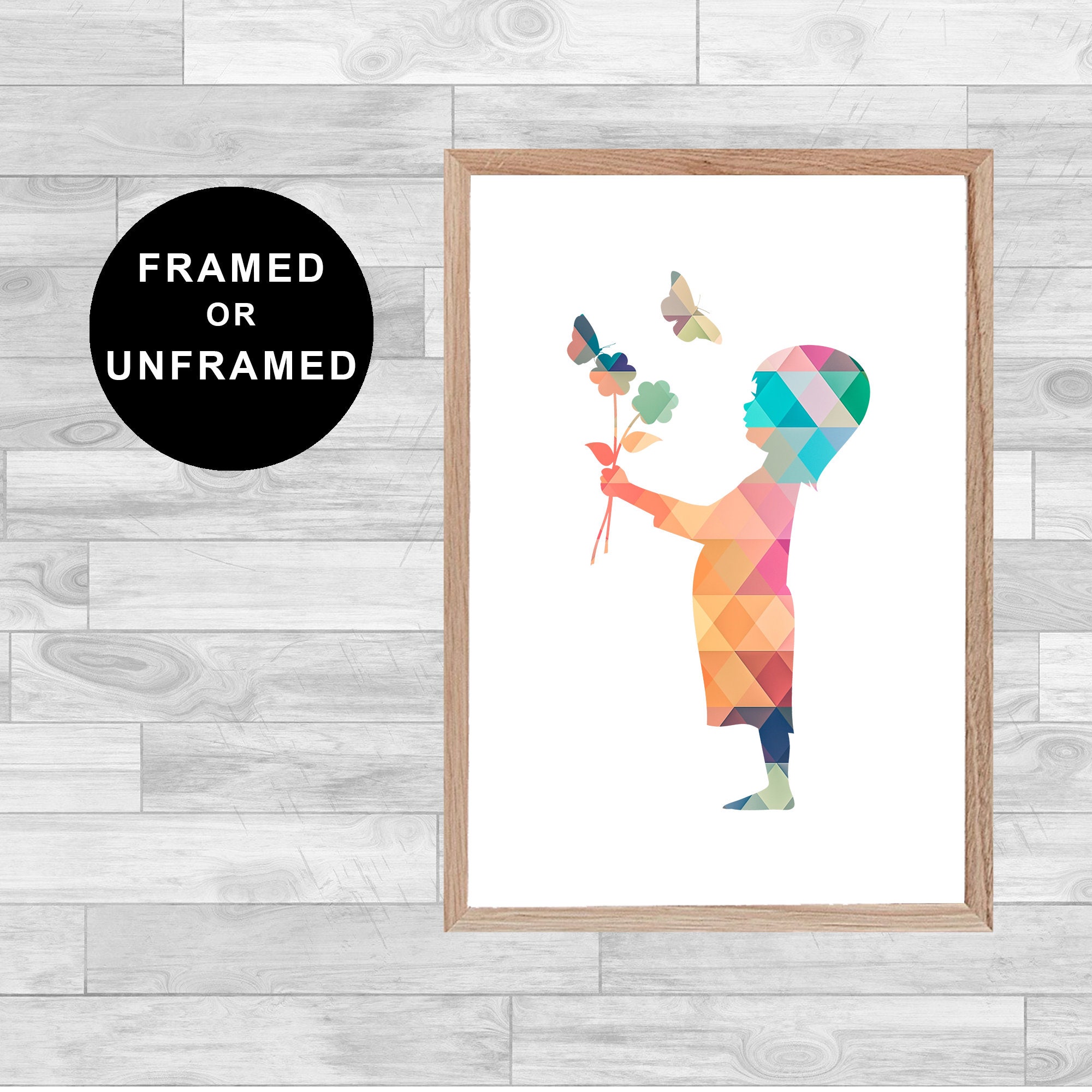Framed Or Unframed Kid Flowers Print Baby Children Spirituality Wall Art Watercolor Gift Home Decor