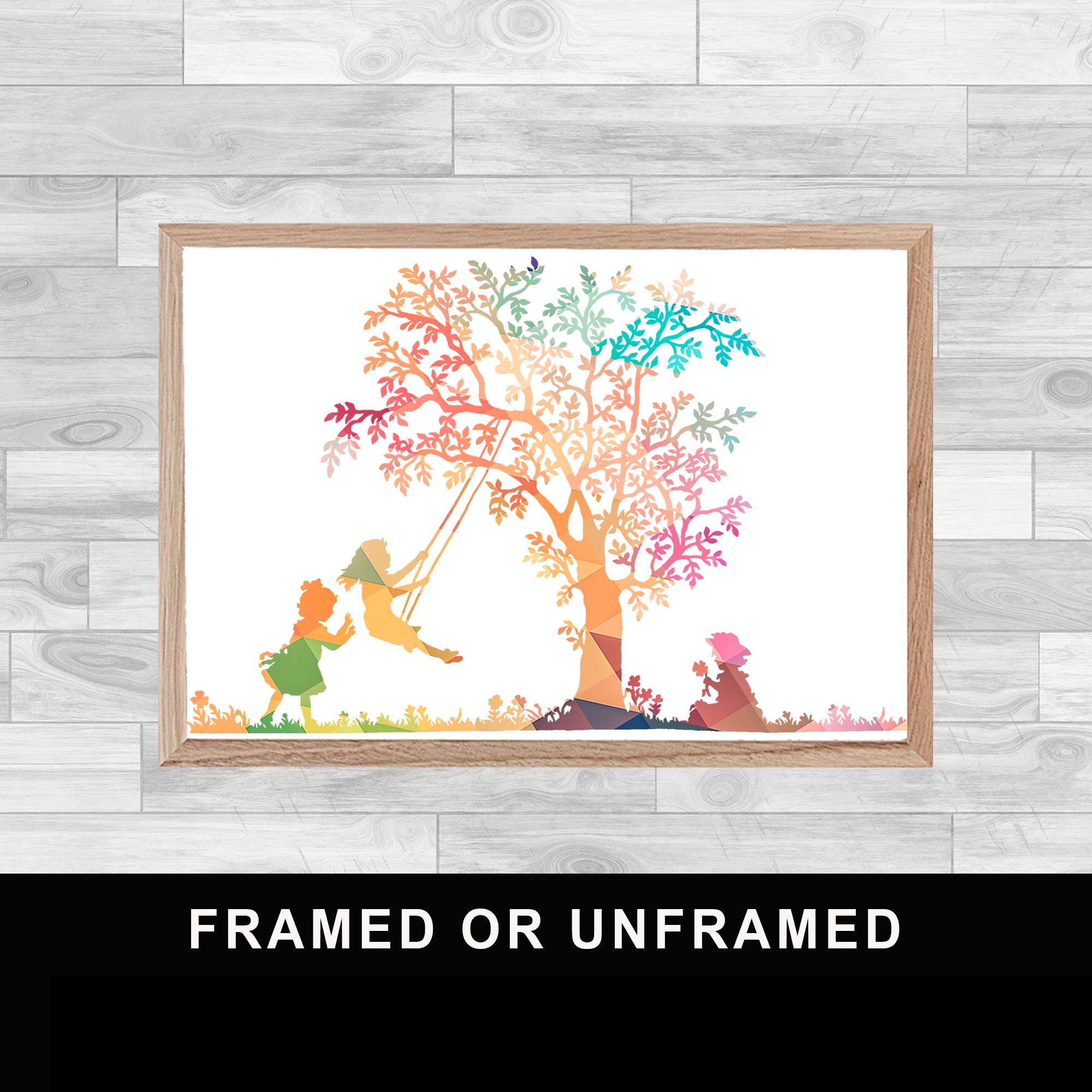 Framed Or Unframed Girls Playing Print Family Friends Children Love Wall Art Kids Wallart Home Decor