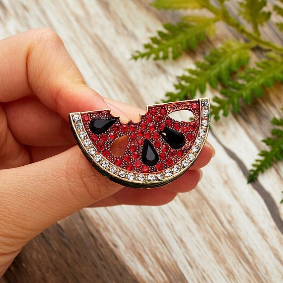 Red Rhinestone Watermelon Brooches For Women Party Office Casual Brooch  Pins Gifts