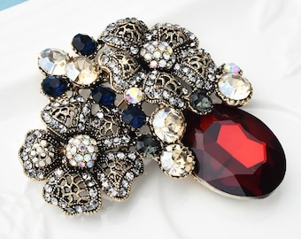 Brooches Store Siam Red Crystal Circle Fashion Brooch 