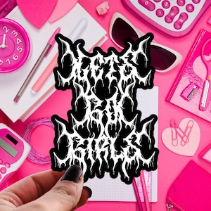 Lets Go Girls Black Metal Sticker, Feminist Water Bottle Decal, Girlification of Death Metal, Pastel Goth Sticker, Alternative Kawaii