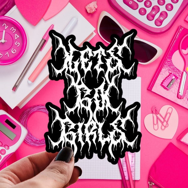 Lets Go Girls Black Metal Sticker, Feminist Water Bottle Decal, Girlification of Death Metal, Pastel Goth Sticker, Alternative Kawaii