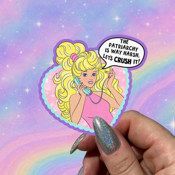 Écrasez le patriarcat, autocollant en vinyle rétro féministe dessiné à la main