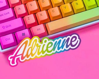 Personalized 90s Rainbow Name Sticker, Galaxy Cheetah Print, Y2K Aesthetic, Neon Animal Print, Rainbow Gradient Custom Decal, Gradient