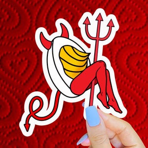 Deviled Egg Sticker, Funny Food Water Bottle Decal, Weird Gen Z Memes, Kitschy Stickers