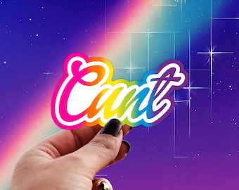 Cunt Sticker, Naughty Rainbow, Dirty 90s Nostalgia, Holographic Water Bottle Decal, y2k vibes, bff best friend gift ideas,