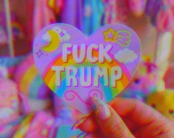 Anti Trump Sticker, Pastel Leftist Political Stickers, Fuck Trump, Cute Dreamy Aesthetic