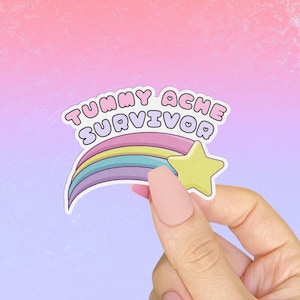 Tummy Ache Survivor Sticker, Being Really Brave About It, Hot Girls Have Tummy Issues, IBS Queen, Cute Holographic Pastel, Probably Nauseous
